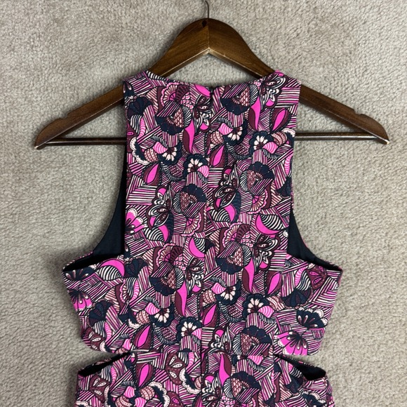 ZARA Mini Dress Womens Small S Pink Floral Printed Side Cutout Sleeveless 90s - Picture 7 of 9